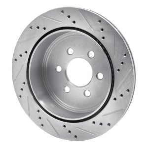 Dodge Durango Brake Rotor (1) - Rear Left - R1 Concepts - Drilled & Slotted - Silver - 2003